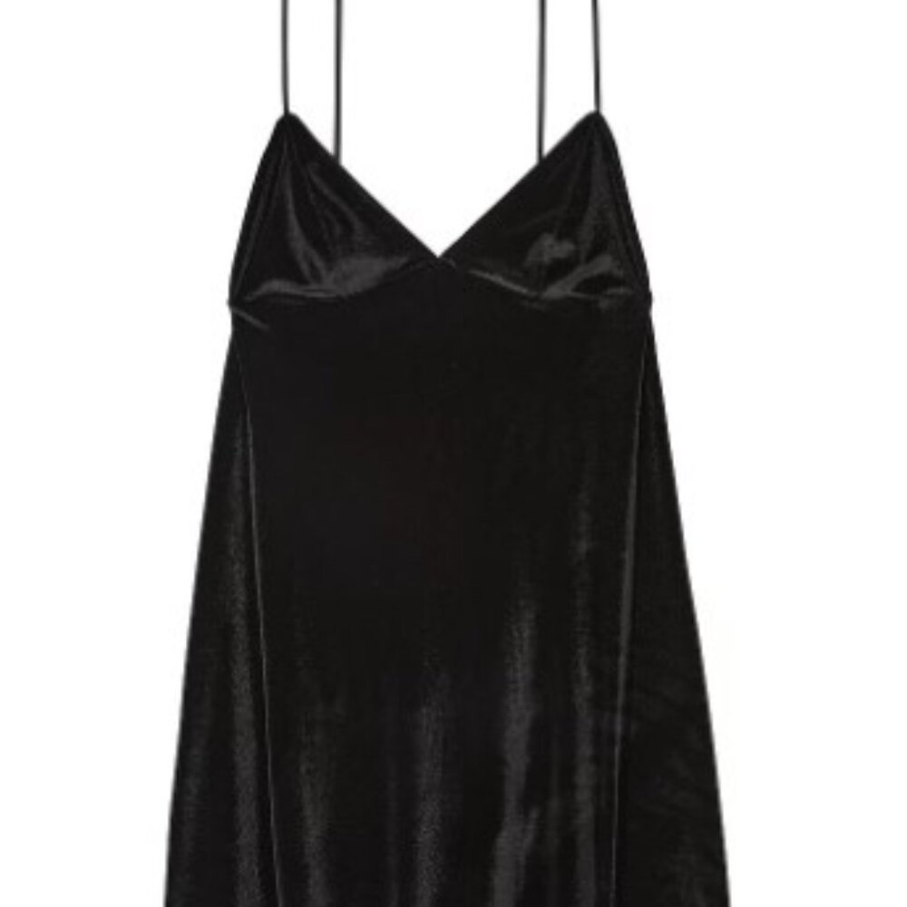 NWOT Victoria's Secret  Black Velvet Slip Dress